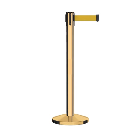 Montour Line Stanchion Belt Barrier Pol.Brass Post 14ft. Yellow Belt ES660-PB-YW-140